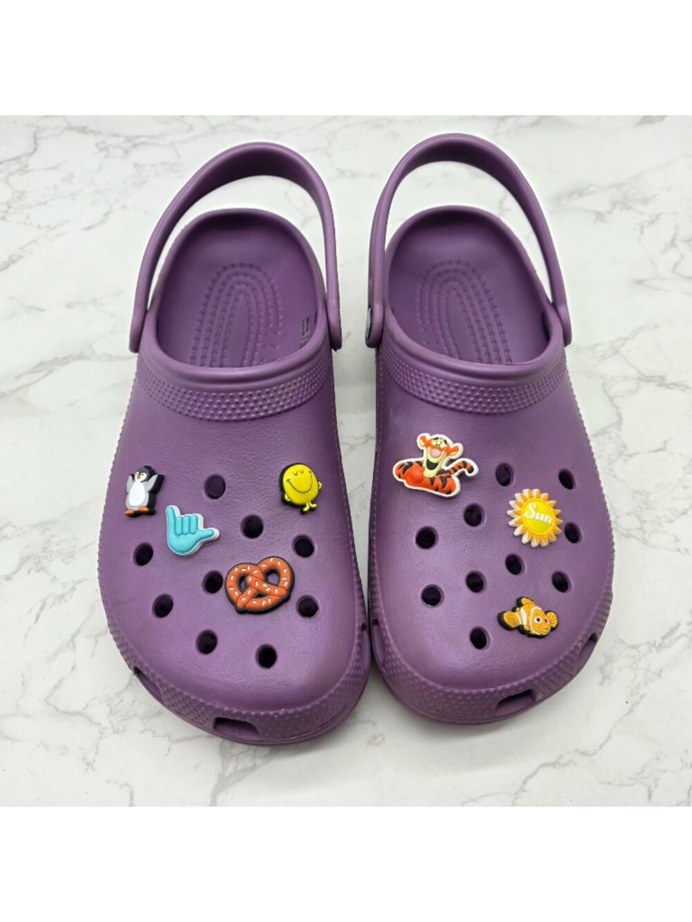 Crocs Classic Clog Purple Womens 11 Mens 9 Made in Italy with Jibbitz Charms